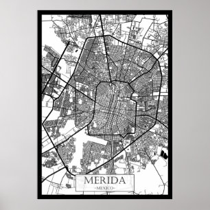 Affiche Carte de Mexico Merida