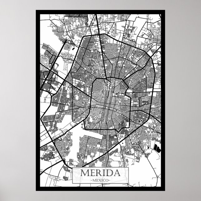 Affiche Carte de Mexico Merida (Devant)