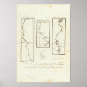 Affiche Carte de Mexico vers Santa Fe Nouveau Mexique