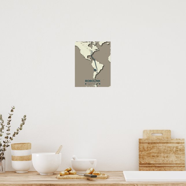 Affiche Carte de migration Bobolink - Vintage minimal (Cuisine)