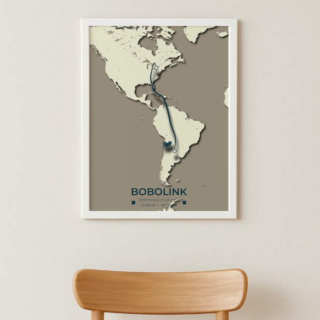 Affiche Carte de migration Bobolink - Vintage minimal (Créateur téléchargé)