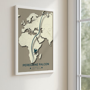Affiche Carte de migration de faucon pèlerin - Minimaliste