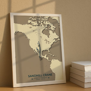 Affiche Carte de migration de la grue de Sandhill - Minima