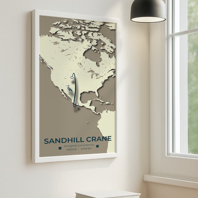 Affiche Carte de migration de la grue de Sandhill - Minima (Créateur téléchargé)