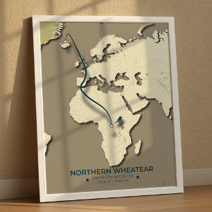 Affiche Carte de migration des roues du Nord - Minimaliste