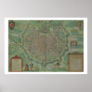 Affiche Carte de Milan, de 'Civitates Orbis Terrarum' par 