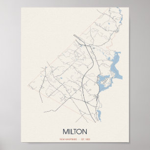 Affiche Carte de Milton, New Hampshire – depuis 1802