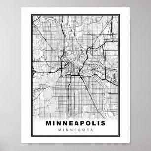 Affiche Carte de Minneapolis