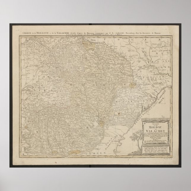 Affiche Carte de Moldavie et de Valachie de 1785 (Devant)
