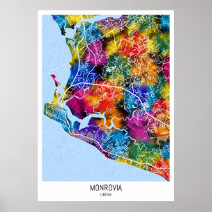 Affiche Carte de Monrovia Liberia