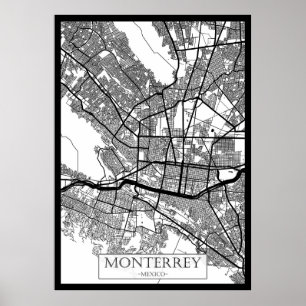 Affiche Carte de Monterrey Ville de Mexico