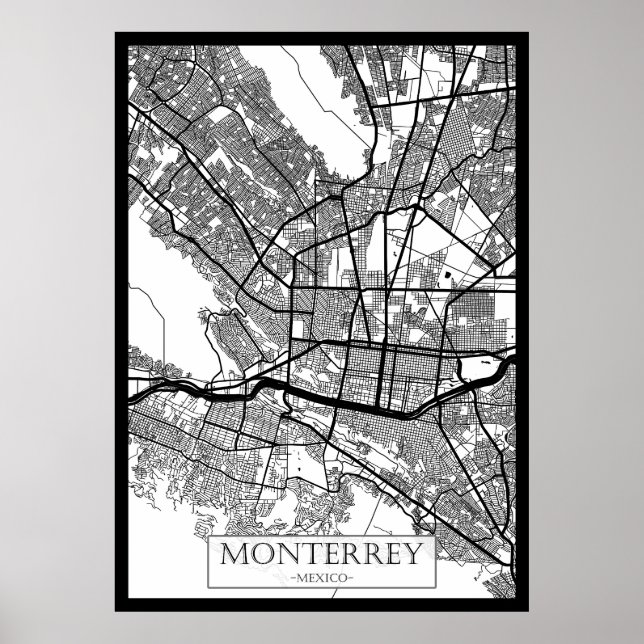 Affiche Carte de Monterrey Ville de Mexico (Devant)