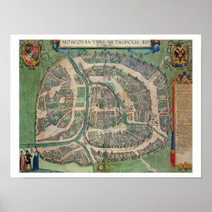 Affiche Carte de Moscou, de 'Civitates Orbis Terrarum' par