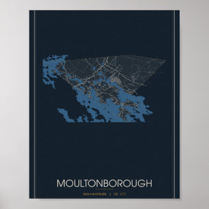 Affiche Carte de Moultonborough New Hampshire (Ni