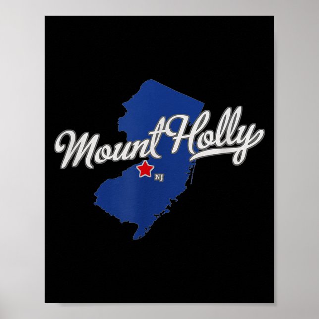 Affiche Carte de Mount Holly New Jersey Nj  (Devant)