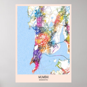 Affiche Carte de Mumbai Maharashtra