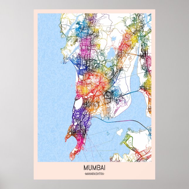 Affiche Carte de Mumbai Maharashtra (Devant)