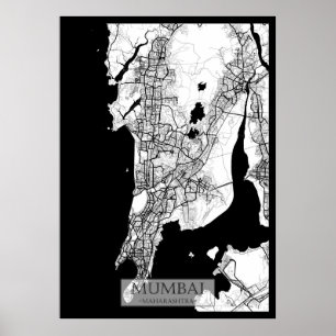 Affiche Carte de Mumbai Maharashtra