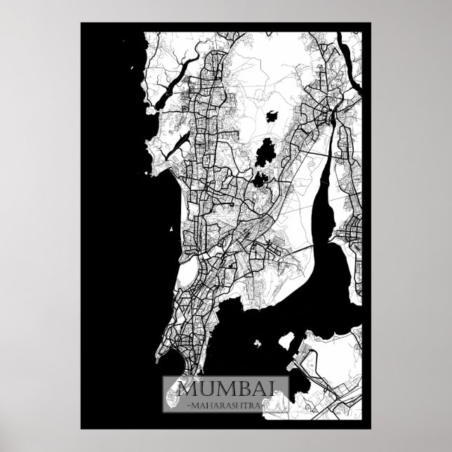 Affiche Carte de Mumbai Maharashtra (Devant)