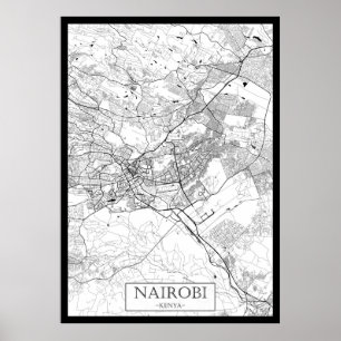 Affiche Carte de Nairobi Kenya
