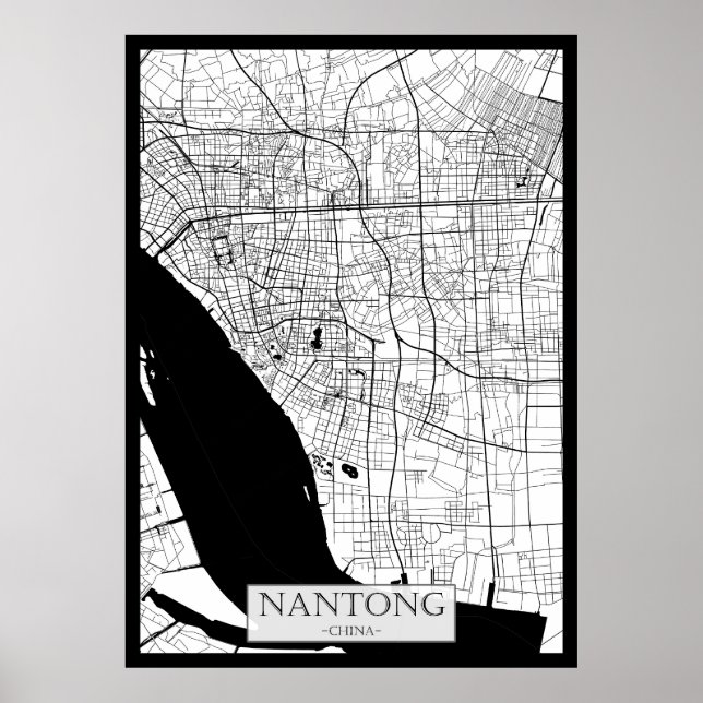 Affiche Carte de Nantong Chine (Devant)