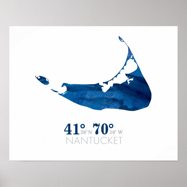 Affiche Carte de nantoufle bleu à l'aquarelle avec coordon (Devant)