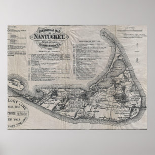 Affiche Carte de Nantucket vintage
