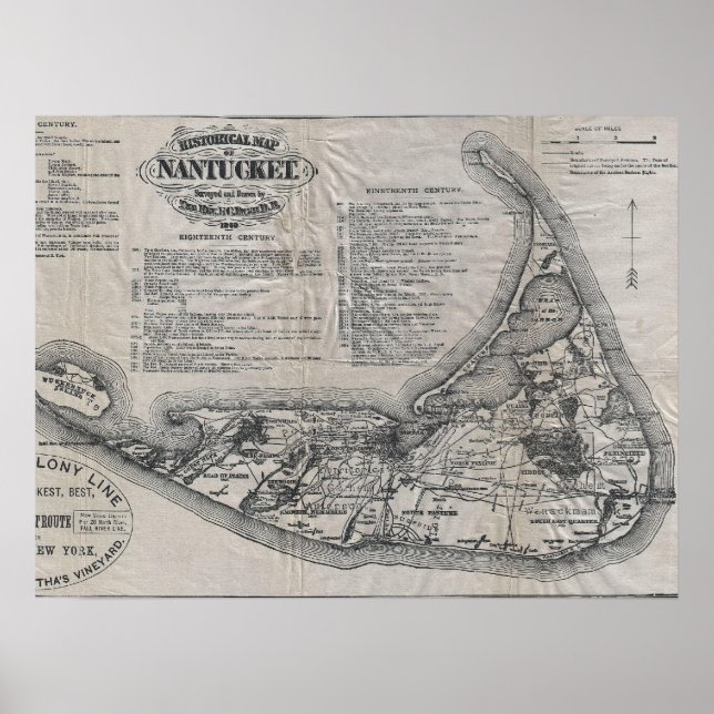 Affiche Carte de Nantucket vintage (Devant)