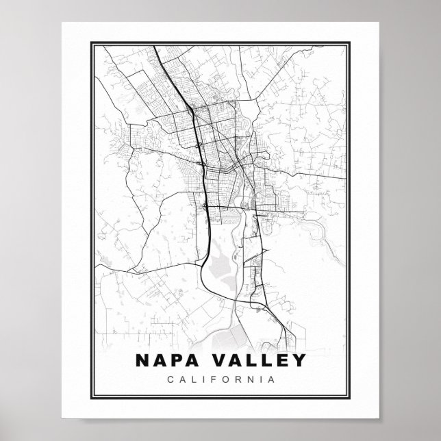 Affiche Carte de Napa Valley (Devant)
