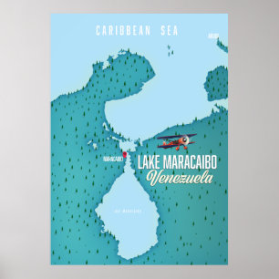 Affiche Carte de navigation du lac Maracaibo, Venezuela.