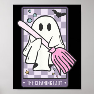 Affiche Carte de nettoyage Lady Tarot Halloween Ménagère