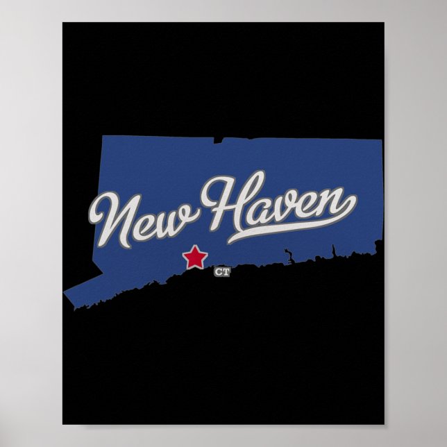 Affiche Carte de New Haven Connecticut Ct (Devant)