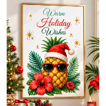 Carte de Noël Tropicale à l'Ananas | Vœux Chaleure
