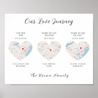Affiche Carte de notre parcours d'amour pour l'anniversair