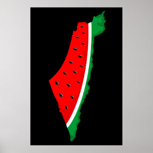 Affiche Carte de Palestine Watermelon Symbole de la libert