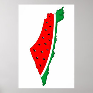 Affiche Carte de Palestine Watermelon Symbole de la libert