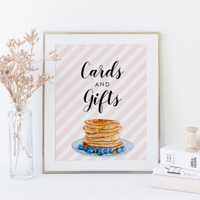 Affiche Carte de pancake rose pour déjeuner de douche de m (Créateur téléchargé)