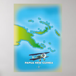 Affiche carte de papouasie-nouvelle-guinée.