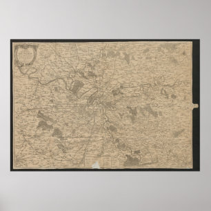 Affiche Carte de Paris 1780, carte de ville historique, pl