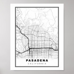 Affiche Carte de Pasadena