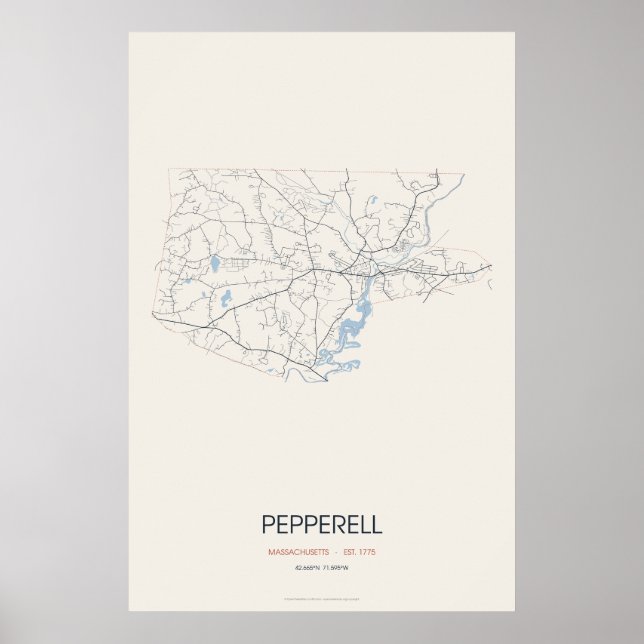 Affiche Carte de Pepperell Massachusetts – Env. 1 (Devant)
