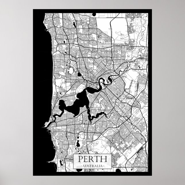 Affiche Carte de Perth Australie (Devant)
