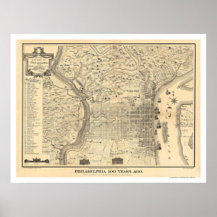 Affiche Carte de Philadelphie comme elle était en 1776 par