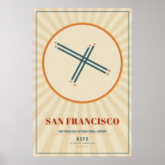 Affiche Carte de piste de l'aéroport de San Francisco SFO