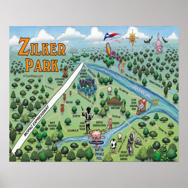 Affiche Carte de plaisir de Zilker Park (Devant)