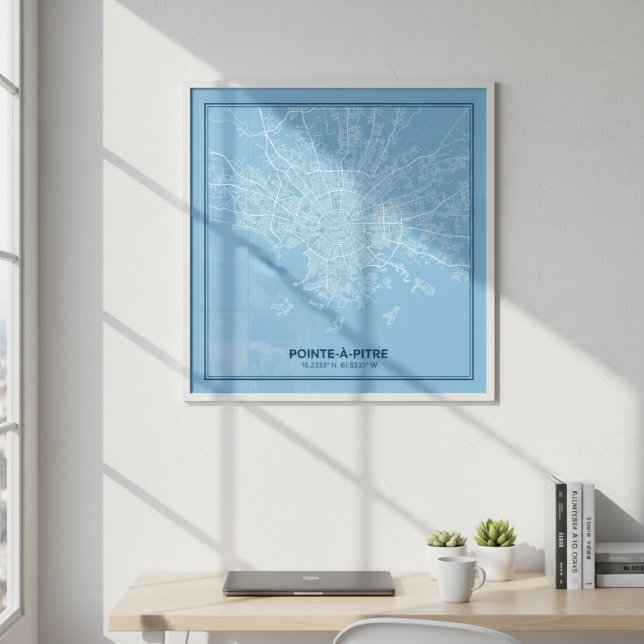 Affiche Carte de Pointe-à-Pitre, Guadeloupe | Plan (Créateur téléchargé)