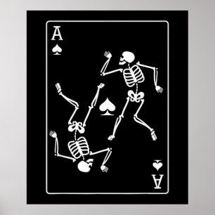 Affiche Carte de Poker Ace Jeu Carte Skeleton