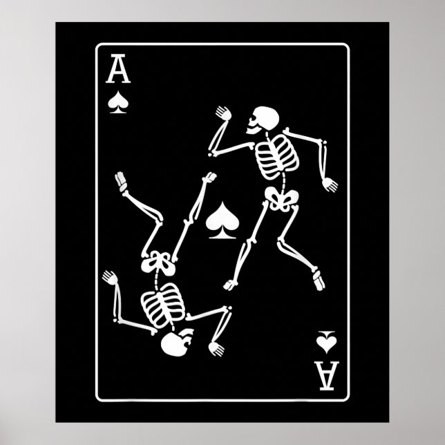Affiche Carte de Poker Ace Jeu Carte Skeleton (Devant)