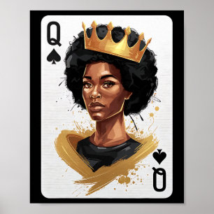 Affiche Carte de poker Reine de Pique Afro-Américaine Hist