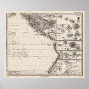 Affiche Carte de Polynésie